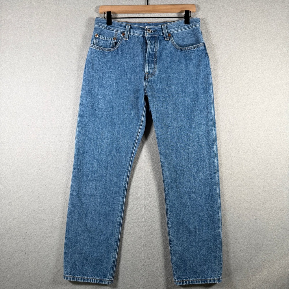 Levis 501 Original Fit Jeans Womens 28x26 Medium Wash Blue Cotton Button Fly